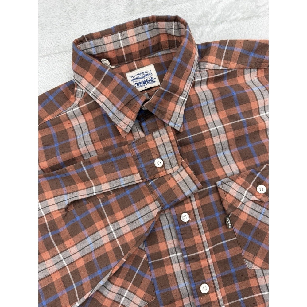 Vintage Levi's Plaid Long Sleeve Flannel Shirt Men's Size Large Made In USA